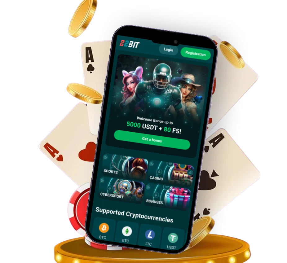 App di 22Bit Casino su smartphone